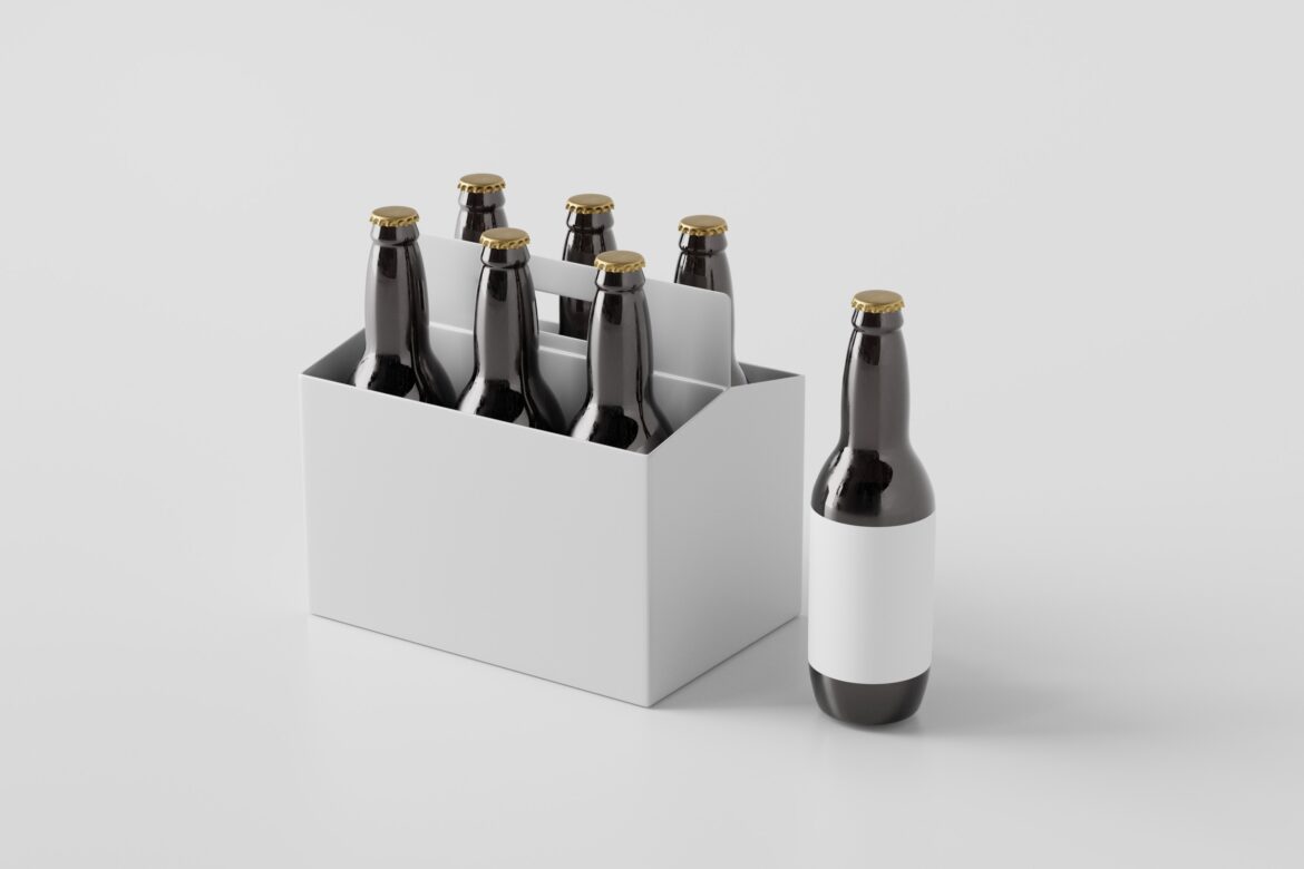 pack-of-brown-beer-bottles-in-a-carrier-3d-model