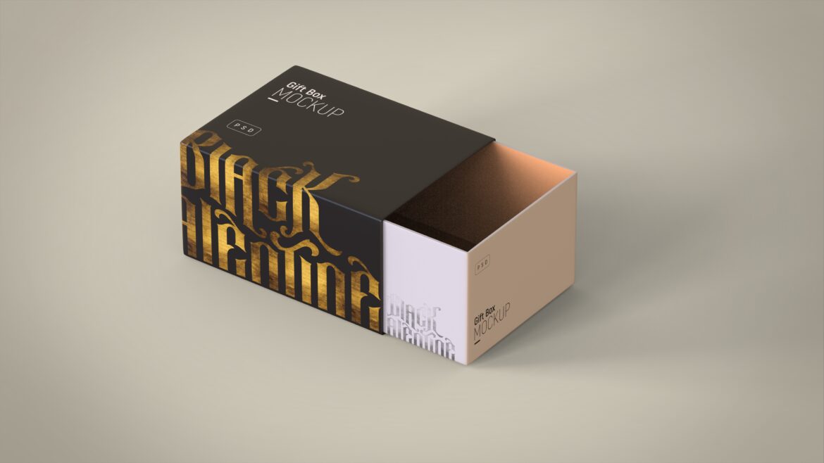 Luxurious Black and Golden Gift Box 3D Model